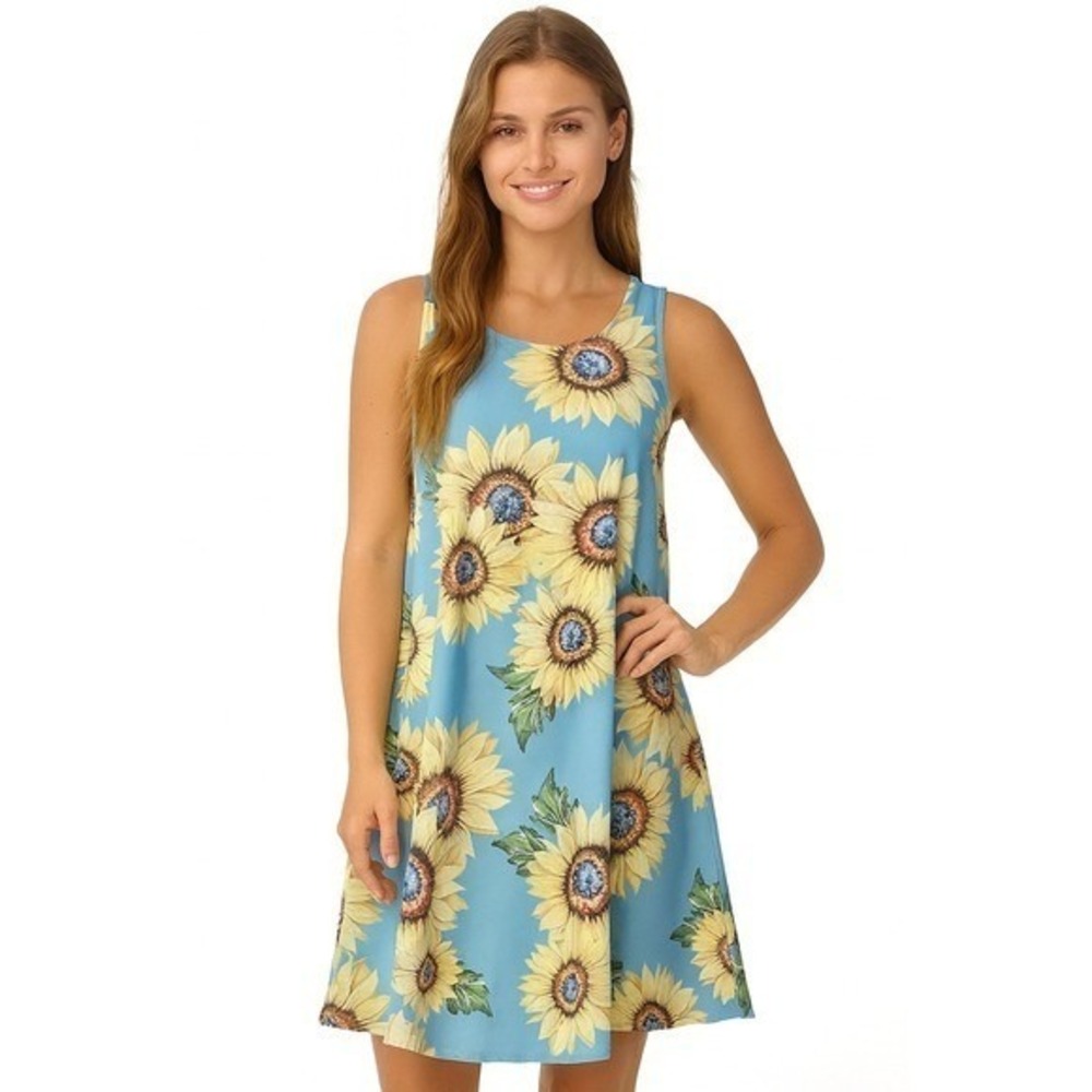 Tracies Sundress‎ Floral Stretch Mini Sleeveless Pockets Womens Size Small New